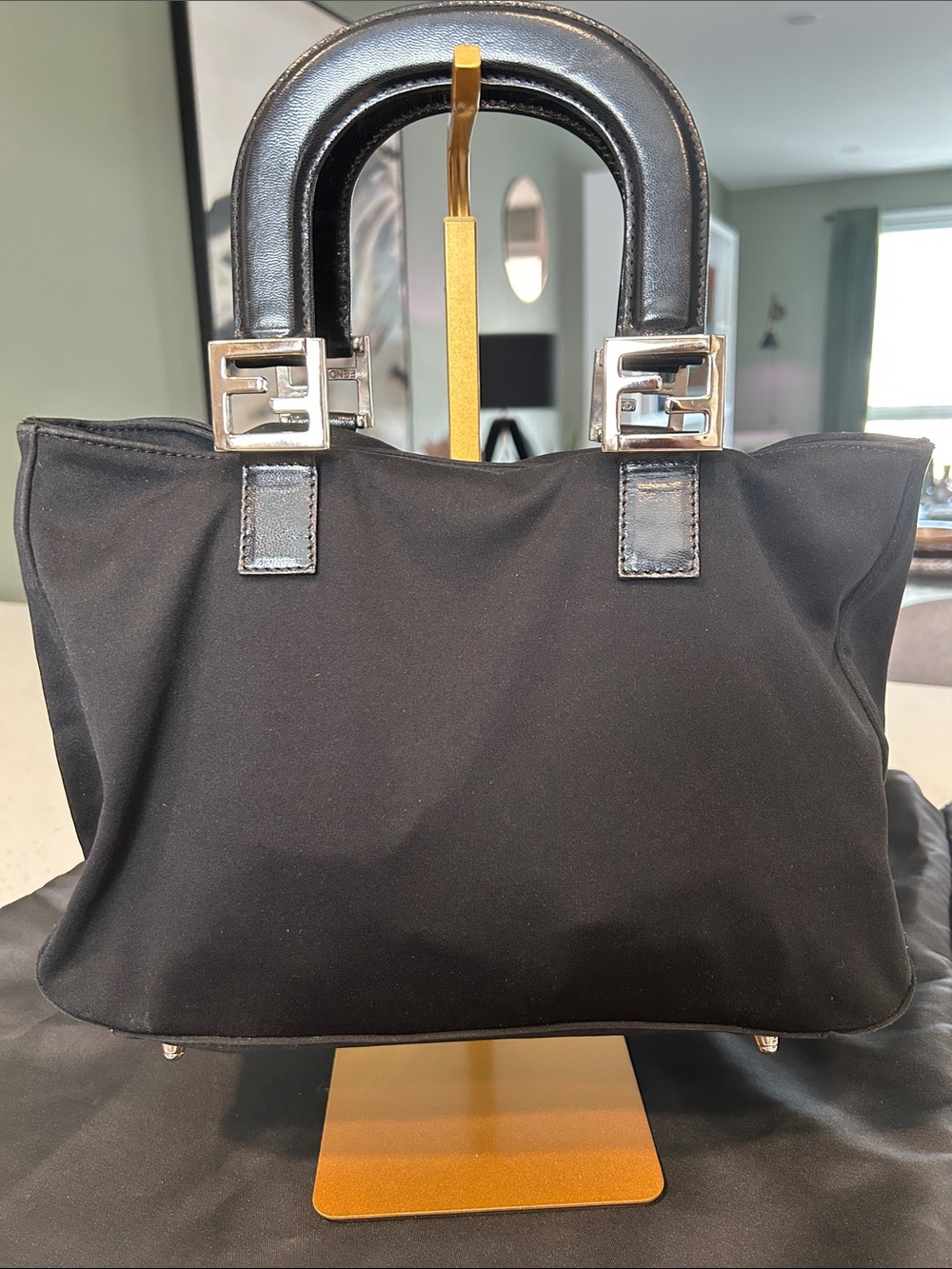 Fendi Authentic Black Nylon & Leather Tote Bag w/pouch — Full Set - Picture 16 of 16